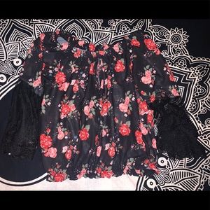 Red floral top